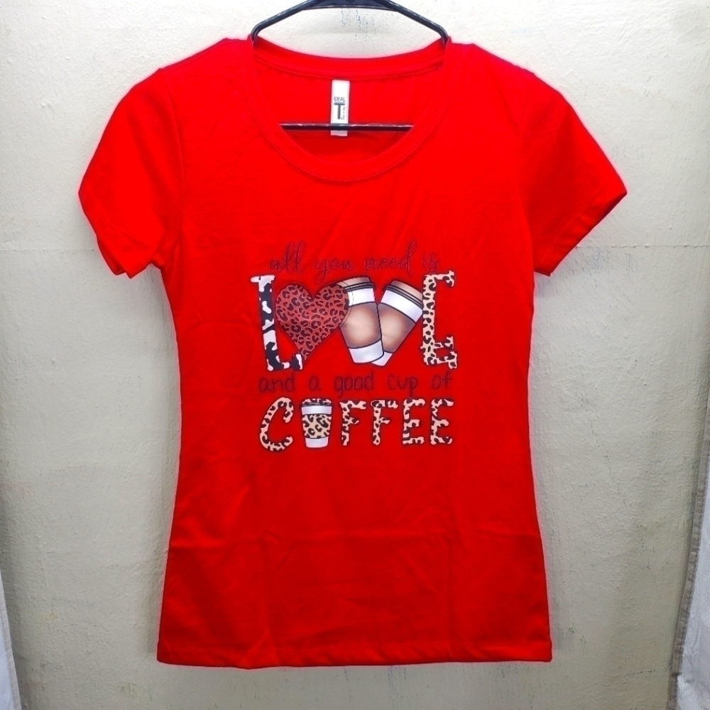 All You Need Is Love A Good Cup Of Coffee Short Sleeve Women Size S T Shirt NEW